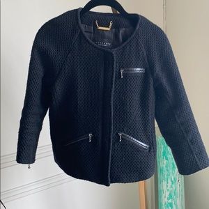 Black Knit Moto Style Zip Jacket